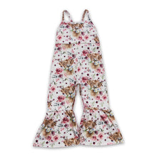 Load image into Gallery viewer, Highland cow floral baby girls western jumpsuit