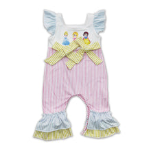 Load image into Gallery viewer, Flutter sleeves stripe princess baby girls romper
