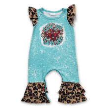 Load image into Gallery viewer, Let's get cray cray crawfish leopard baby girls romper