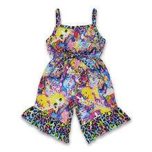 Load image into Gallery viewer, Tiger colorful leopard sleevess kids girls jumpsuit