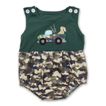 Load image into Gallery viewer, Dog camo truck baby boy hunting romper