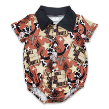 Load image into Gallery viewer, The world need more cowboys bull skull baby boy romper