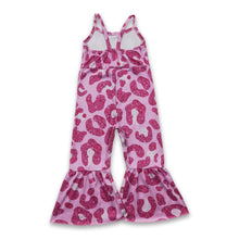 Load image into Gallery viewer, Hot pink leopard sleevess kids girls jumpsuit
