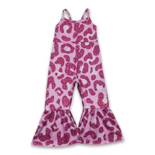 Load image into Gallery viewer, Hot pink leopard sleevess kids girls jumpsuit