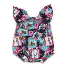 Load image into Gallery viewer, Horse cactus rodeo baby girls western romper
