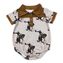 Load image into Gallery viewer, Short sleeves horse rodeo baby boy western romper
