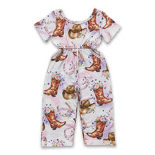 Load image into Gallery viewer, Boots floral short sleeves kids girls western jumpsuit