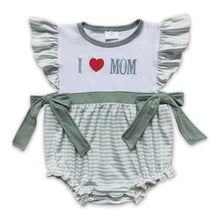 Load image into Gallery viewer, I love MOM stripe baby girls mother's day romper