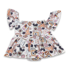 Load image into Gallery viewer, Off shoulder snack mouse baby girls romper