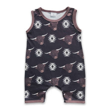 Load image into Gallery viewer, Highland cow aztec sleeveless baby boy western romper