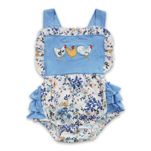 Load image into Gallery viewer, Chicken floral bummies baby girls romper