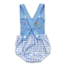 Load image into Gallery viewer, Chicken checked bummies baby boy romper