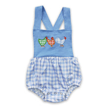 Load image into Gallery viewer, Chicken checked bummies baby boy romper
