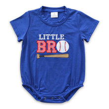 Load image into Gallery viewer, Little brother baseball embroidery baby boy romper