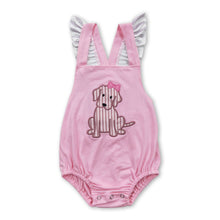 Load image into Gallery viewer, Pink dog cute baby girls summer romper