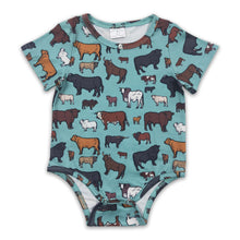 Load image into Gallery viewer, Short sleeves cow print baby boy summer romper