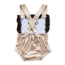 Load image into Gallery viewer, Cow embroidery plaid bubble baby girl romper