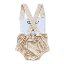 Load image into Gallery viewer, Cow embroidery plaid bubble baby boy romper
