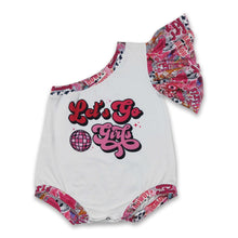 Load image into Gallery viewer, Let's go howdy one shoulder baby girls romper