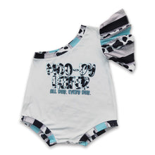 Load image into Gallery viewer, Moody heifer one shoulder baby girls romper