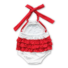 Load image into Gallery viewer, Baseball sleeveless bubble baby girls team romper