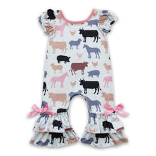 Load image into Gallery viewer, Cow horse pig sheep short sleeves baby girls farm romper