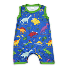 Load image into Gallery viewer, Green dinosaur sleeveless baby boy romper