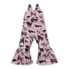 Load image into Gallery viewer, Pink cow sleeveless kids girls jumpsuit