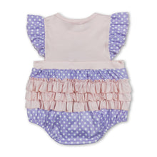 Load image into Gallery viewer, Popsicle lavender polka dots baby girls summer romper