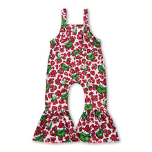 Load image into Gallery viewer, Sleeveless red leopard green face girls Christmas jumpsuit