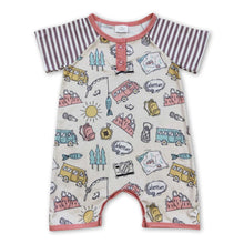Load image into Gallery viewer, Stripe short sleeves fishing camping baby kids romper
