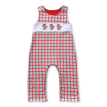 Load image into Gallery viewer, Gingerbread plaid sleeveless baby boy Christmas romper