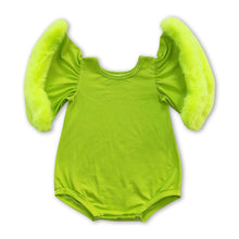 Load image into Gallery viewer, Green face flare sleeves baby girls Christmas romper