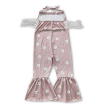Load image into Gallery viewer, Khaki floral tassels halter baby girls jumpsuit