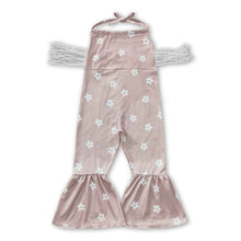 Load image into Gallery viewer, Khaki floral tassels halter baby girls jumpsuit
