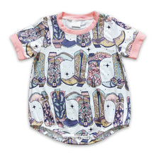 Load image into Gallery viewer, Short sleeves boots western baby romper