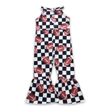 Load image into Gallery viewer, Football plaid sleeveless baby girls jumpsuit