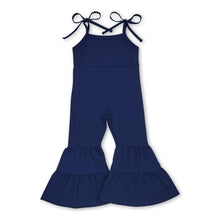 Load image into Gallery viewer, Sleeveless navy bell bottom baby girls jumpsuit