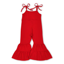 Load image into Gallery viewer, Sleeveless red bell bottom baby girls jumpsuit