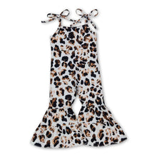 Load image into Gallery viewer, Suspender leopard bell bottom baby girls jumpsuit