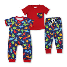 Load image into Gallery viewer, Red short sleeves dinosaur baby boy romper