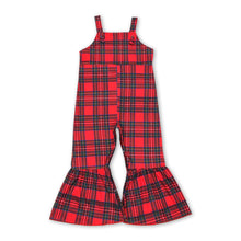 Load image into Gallery viewer, Red green plaid baby girls Christmas bell bottom jumpsuit