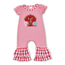 Load image into Gallery viewer, Short sleeves pig cow sheep chicken baby girl farm romper