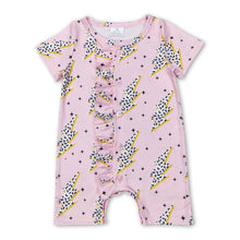 Load image into Gallery viewer, Short sleeves pink thunder western baby girls romper