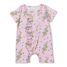 Load image into Gallery viewer, Short sleeves pink thunder western baby girls romper