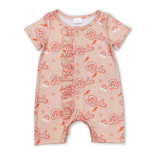 Load image into Gallery viewer, Short sleeves smile rainbow ruffle baby girls romper