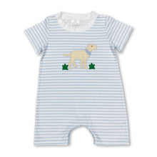 Load image into Gallery viewer, Short sleeves stripe dog baby boy romper