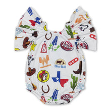 Load image into Gallery viewer, Flutter sleeves cactus bull skull baby girls romper