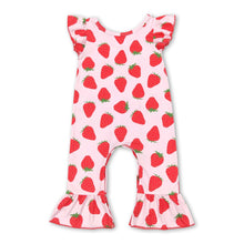 Load image into Gallery viewer, Flutter sleeves strawberry ruffle baby girls romper