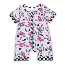 Load image into Gallery viewer, Plaid short sleeves mama's girl thunder baby romper